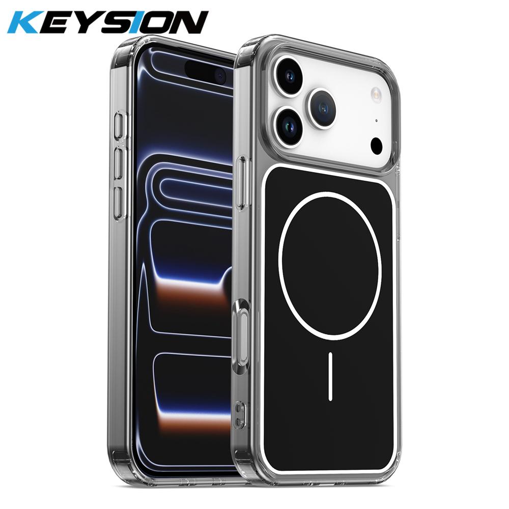 KEYSION Strong Magnetic Phone Case for MagSafe for iPhone 13 14 15 16 17 Pro Max 17 Air 16 Plus TPU+PC Shockproof Wireless Charging Phone Cover