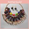 Style Bohemian Unisex Beaded Jewelry Set With Alloy Pendant And Drop Shapes For Wardrobe Summer