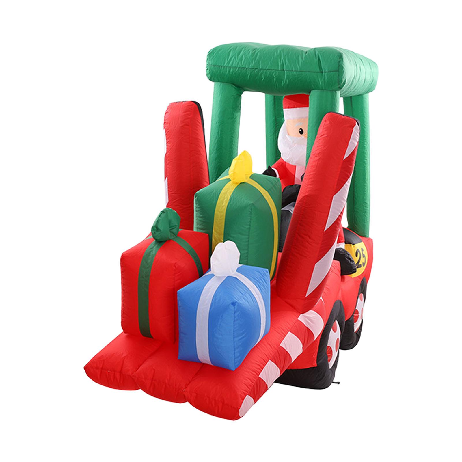 

Надувной Санта-Клаус на погрузчике Декор двора Легкое рождественское надувное украшение для праздника на открытом воздухе газон дома красный