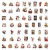 Christmas Seal 53-piece Set Sticker Glitter Decoration Cute Cartoon Cat Tree Snowman Elk Waterproof Santa Claus DIY Car Water Bottle Travel Case Bike