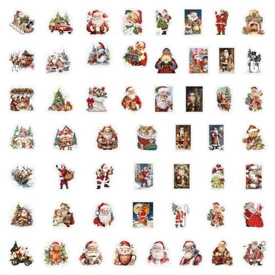 Christmas Seal 53-piece Set Sticker Glitter Decoration Cute Cartoon Cat Tree Snowman Elk Waterproof Santa Claus DIY Car Water Bottle Travel Case Bike
