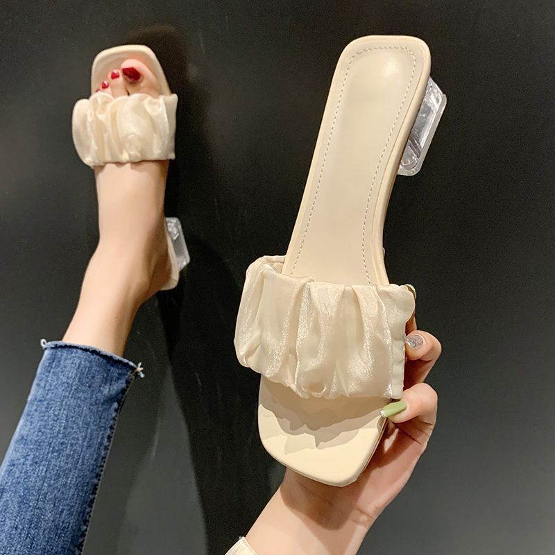 

Mesh sandals women s new summer fashion outer wear slippers high heels crystal heel sandals women s models 40