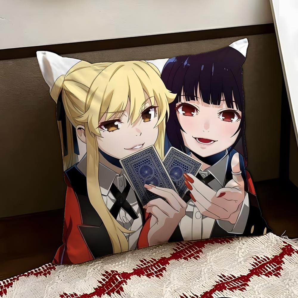KKakegurui Anime Cushion Cover Reversible Soft Durable Pillow Cover Home Car MultiScene Use for Daily Comfort