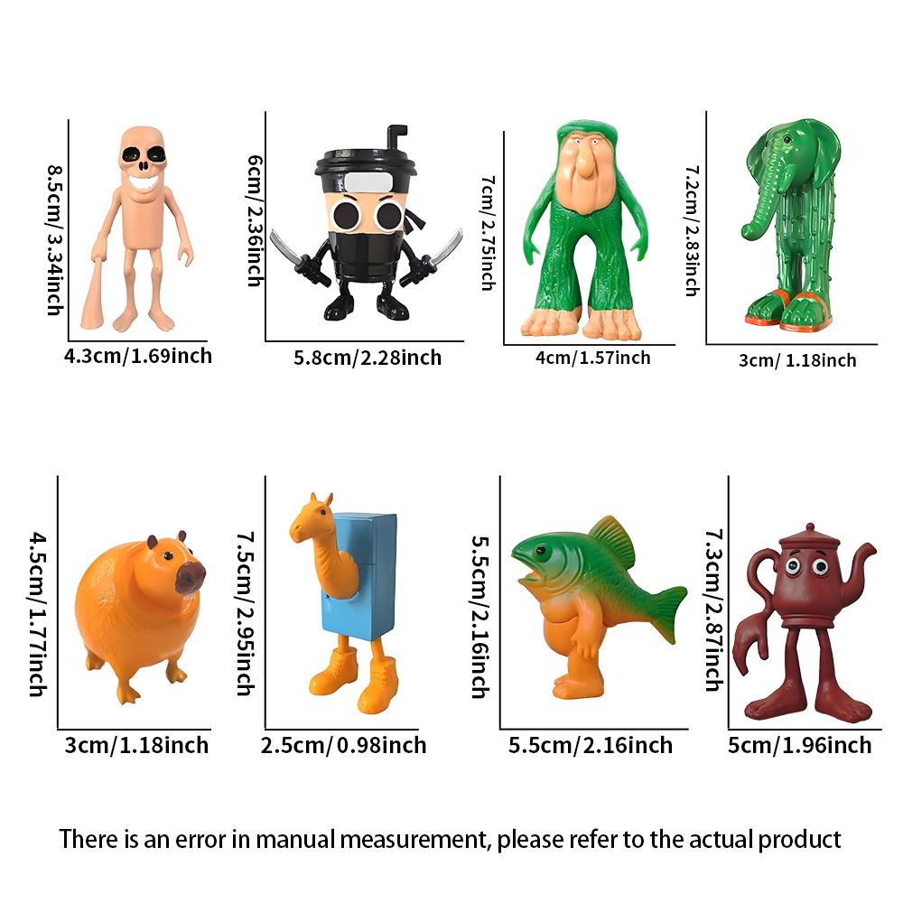 Italienisches Brainrot Actionfiguren-Set Tung Tung Sahur Tralalero Tralala Bombardino Crocodilo Figuren Modell Dekor Spielzeug Geschenke