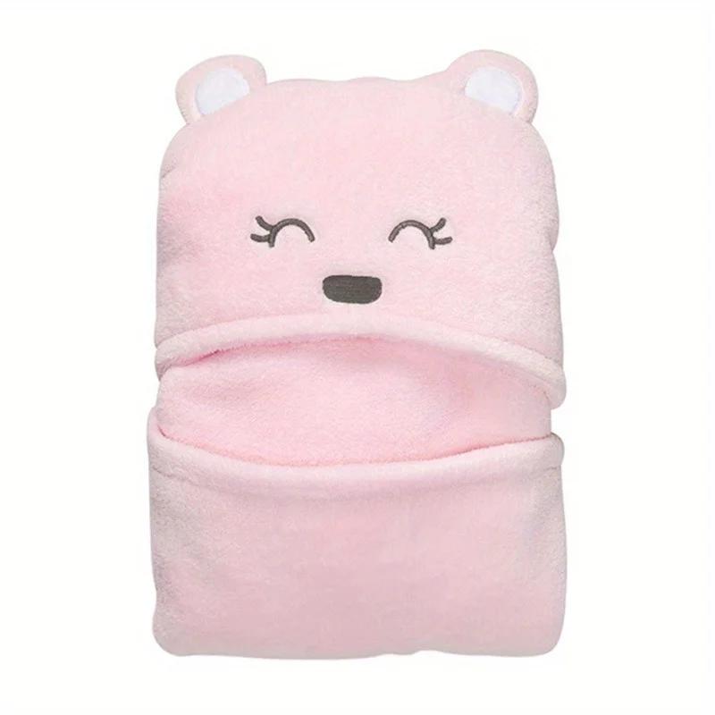 Babydecken Superweiche Konditionierungsdecke für Babymädchen und -jungen Niedliche Plüschbär-Babydecken Baby-Swaddle-Decke Rosa