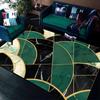 Green Geometry Carpet Non Slip Rug for Living Room Sofa Table Side Marble Golden Line Bedroom Decor Mat