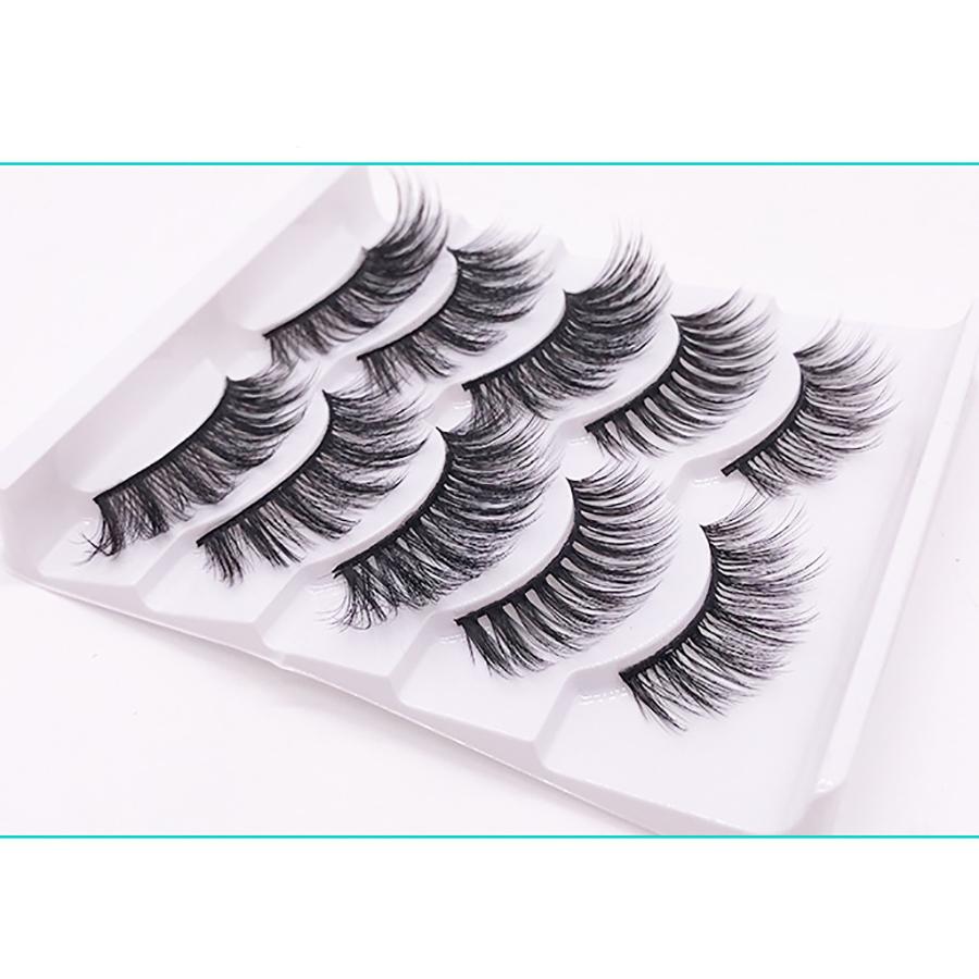 5 Pair 3D Faux False Eyelashes Wispy Cross Long Thick Soft Women Fake Eye Lashes