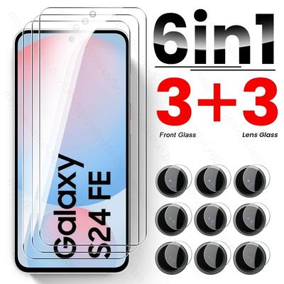 6To1 Tempered Glass Screen Protector for Samsung Galaxy S24 FE/S25 FE 5G Case Camera Protective Glass Samung S24FE S 24 FE 24FE