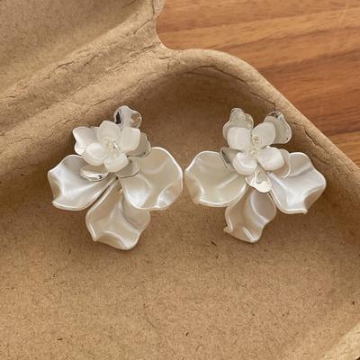 Metal Petal Flower Earrings Daily Casual Sweet Elegant Design Women Jewelry