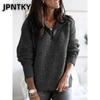 JPNTKY Women's Fashion Casual Solid Color Print Long Sleeve Blouses & Shirts