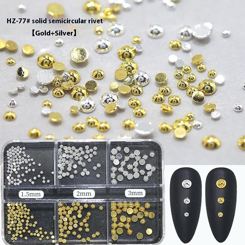 

6 Grids Punk Nail Rivets Silver Gold Black Mixed Size Metal Bead Studs Round Cone Nail Art Charms Nail Parts Diy Decoration