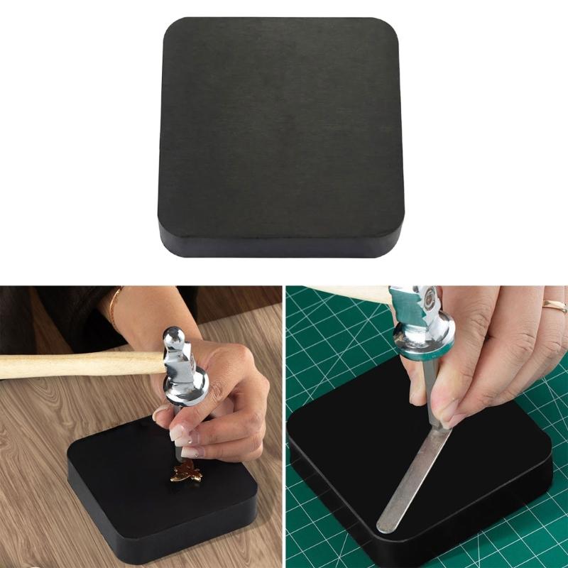 Blocco da banco in gomma da 4 pollici Blocco da banco in gomma nera quadrata per gioielli per la creazione di gioielli e la fucinatura di metalli Stampaggio di gioielli