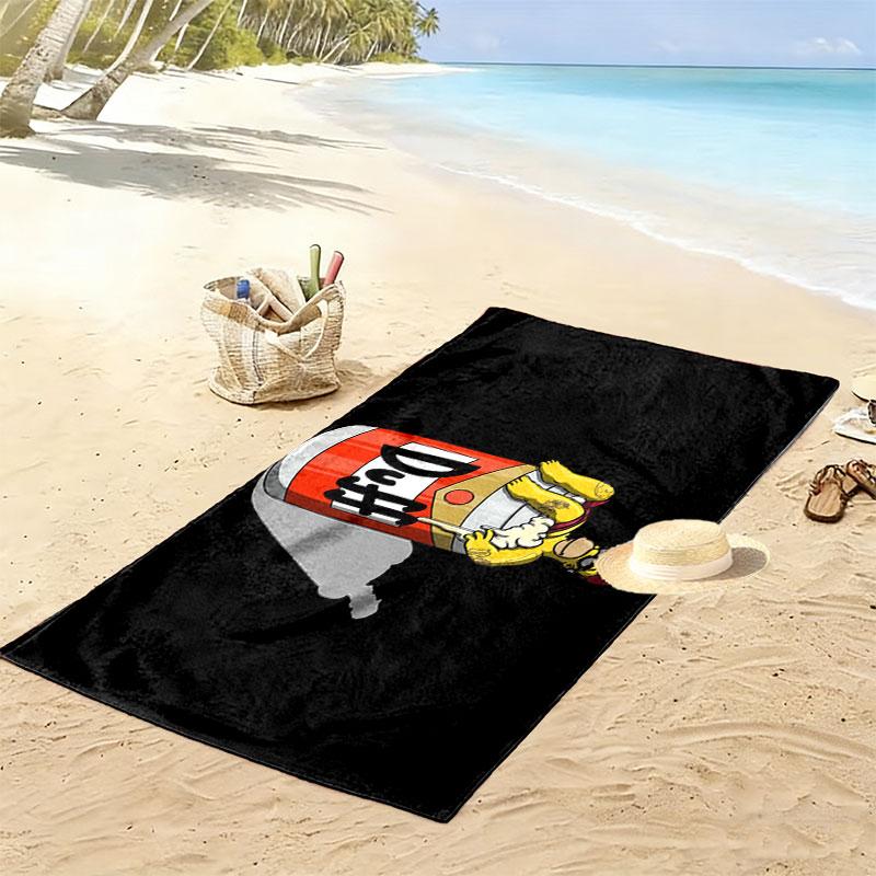 Homer Simpson Art Print Beach Towel, Large Soft Quick Dry Towel for Beach Camping Swimming
