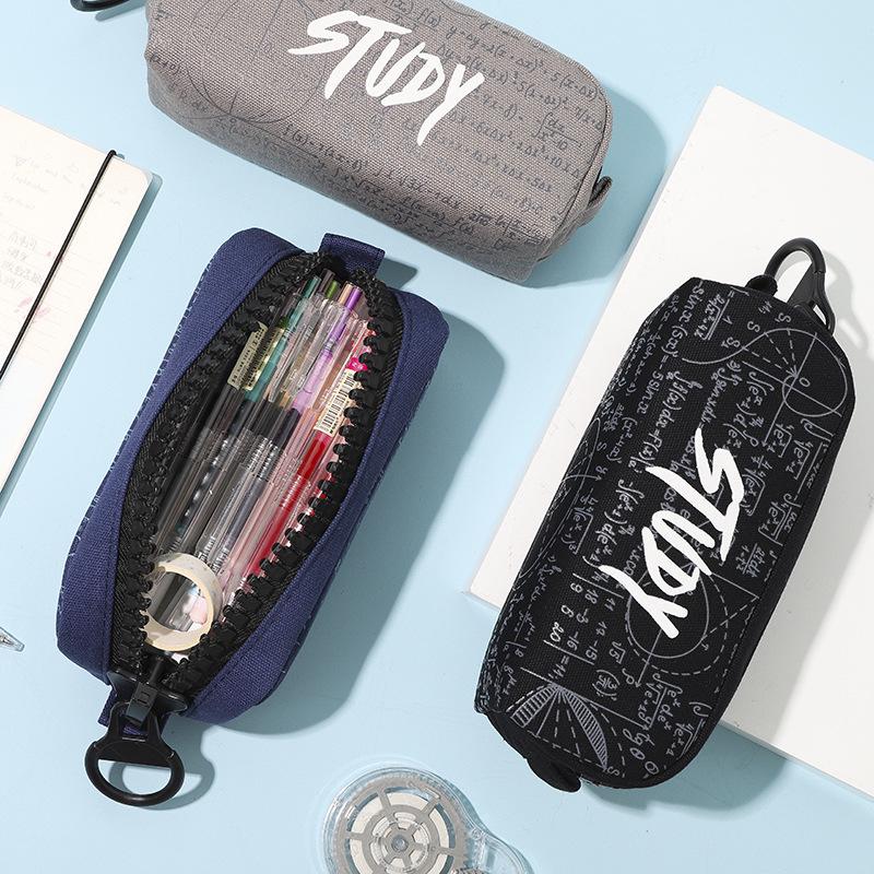 TOME Large Capacity Canvas Pencil Case - Creative Zipper Design for Students, Boys' Stationery Box