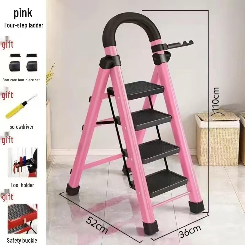 Multi-Functional Carbon Steel Folding A-Frame Telescopic Step Ladder for Indoor Use