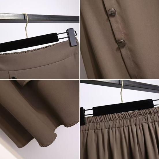 High-Waisted Midi Skirt Buttons Decor Irregular Large Hem A-Line Skirt Solid Color Summer Thin Skirt