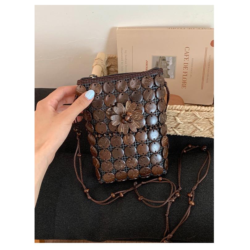 IELGY Ladies Messenger Bag Bohemian Colorful Woven Mobile Phone Bag Retro Style
