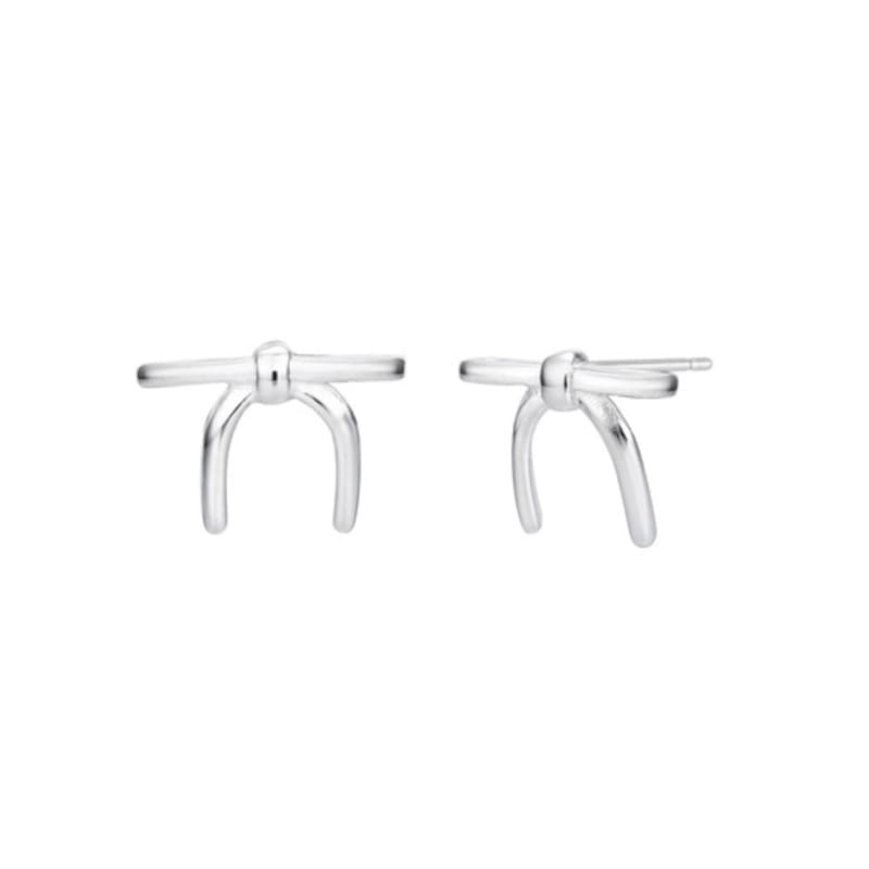 LILYKORI 925 Silver Flat Ribbon Earrings