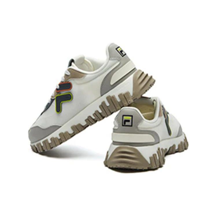 Fila Fusion Heritage Running Fabric Synthetic Leather Two-Layer Cowhide Trendy Low-Top Dad Shoes Men sneaker Light-Gray T12M131103FSP