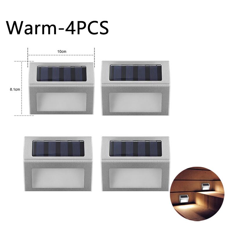 10PCS Solar Step Lights Solar Fence Lights Outdoor 3LED Stainless Steel Wall Lamps Deck Lights For Stair Fence Step Walkway Pati
