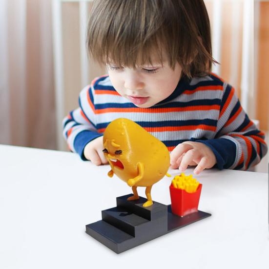 Pooping Potato Figurine 3D Printed Potato Become French Fries Ornament