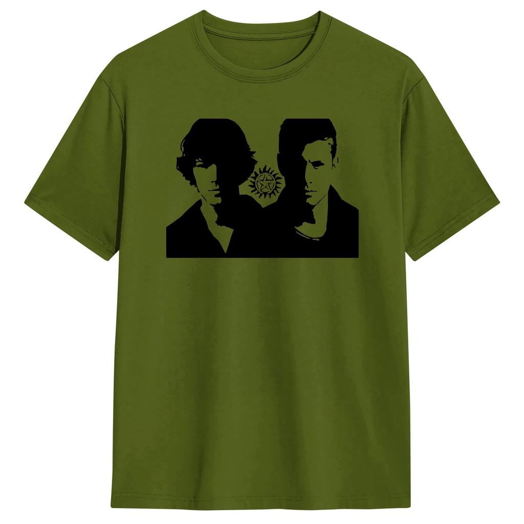 Hipster Dean and Sam Supernatural TShirt Unisex Crewneck 100 Cotton T Shirt Short Sleeve Tees Plus Size Clothing