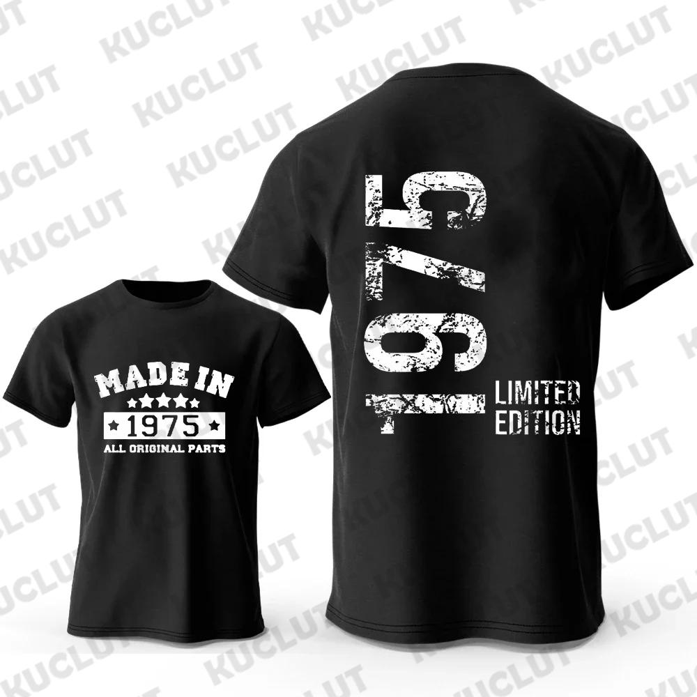

48-й День рождения 48 лет Мужская Женская Футболка Одежда Ретро Винтаж Сделано в 1975 Футболка Уличная одежда Короткий рукав Подарки Летняя футболка L
