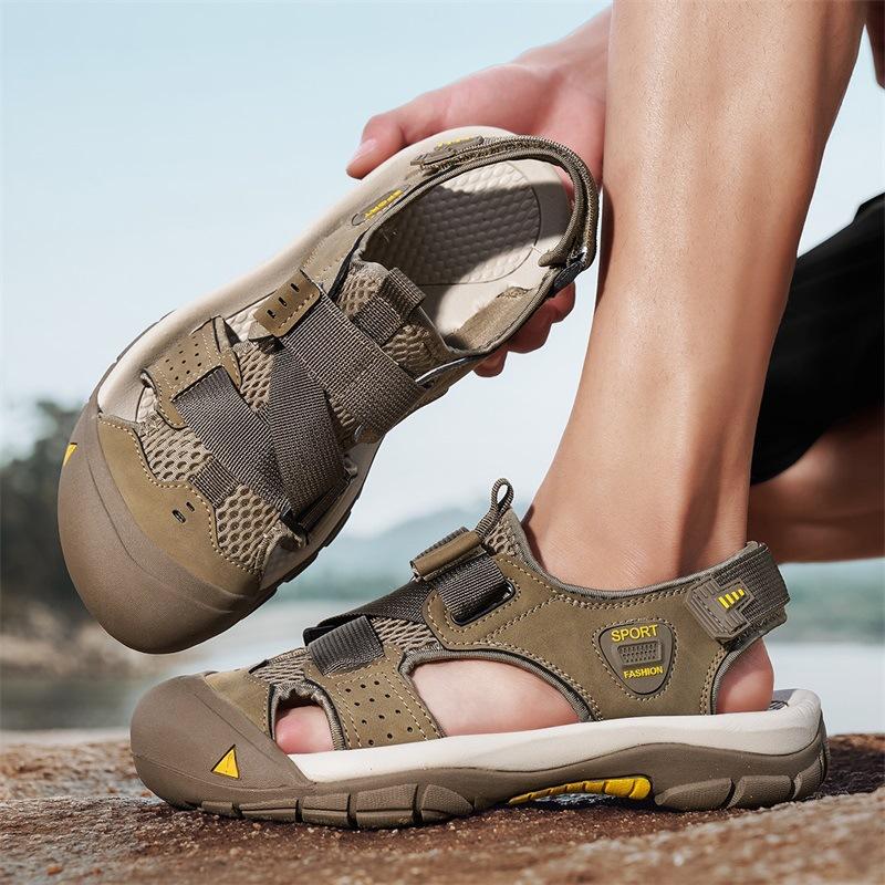 Large size foreign trade large size men's sandals 2025 summer new outdoor beach shoes mesh shoes bag head