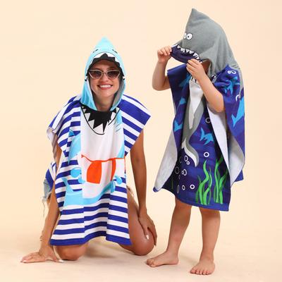 Kids Hooded Towel Cute Cartoon Bathrobe Exquisite Pattern Highly Absorbent Friendly To Skin Foldable Toddler Bathrobe