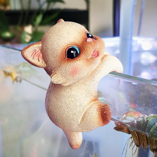Animal Decorative Statue Mini Cat Dog Resin Ornament Compact Design Flower Pots