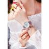 Women Casual Starry Dial Quartz Wrist Watch with Steel Band