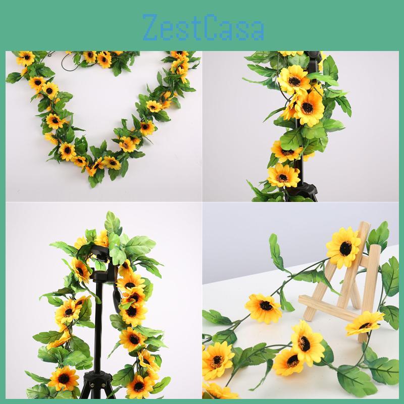 Long 25 Meter Artificial Sunflower And Ivy Leaf Vines Garland With Flexible Diy Design For Beautiful Home Interior Accents