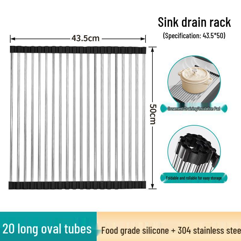 Foldable Rust-Proof Kitchen Sink Rack: No-Drill Dish and Bowl Storage Basket