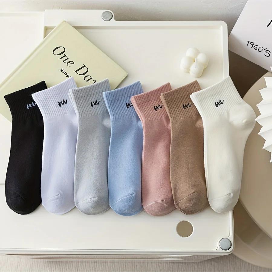 1 Pairs Letter Print Socks Comfy & Breathable Sports Short Socks Women's Stockings & Hosiery Soft & Comfy All-match Short Socks