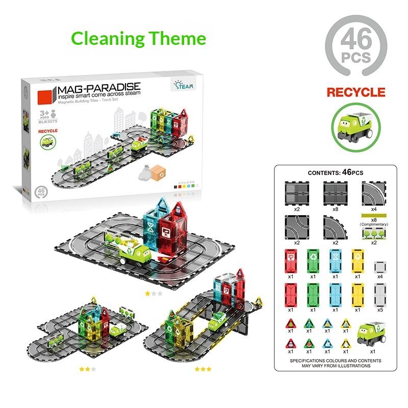 Novel Magnetic Building Blocks And Strong Magnetic Electric Rail Cars; Color Window Series Splicing Gift Toys For Urban Traffic