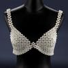 Elegant Strapless Pearl Embellished Vest with Body Chain