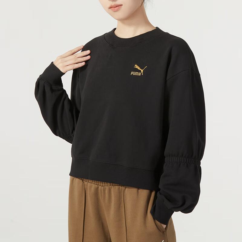 Puma Round Neck Printed Breathable Casual Long Sleeve Sweatshirt Women sweatshirt Black 625251-01