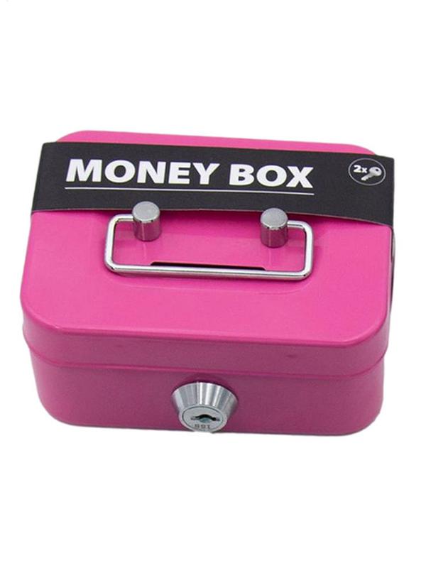 Key with Handle Lock Cash Box Metal Small Cash Storage Box with Handle with Lockable Cover Money Organizer Kids