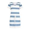 Women Summer Dresses Casual V-Neck Short Sleeve Bandage Stripe Printing Loose Dress