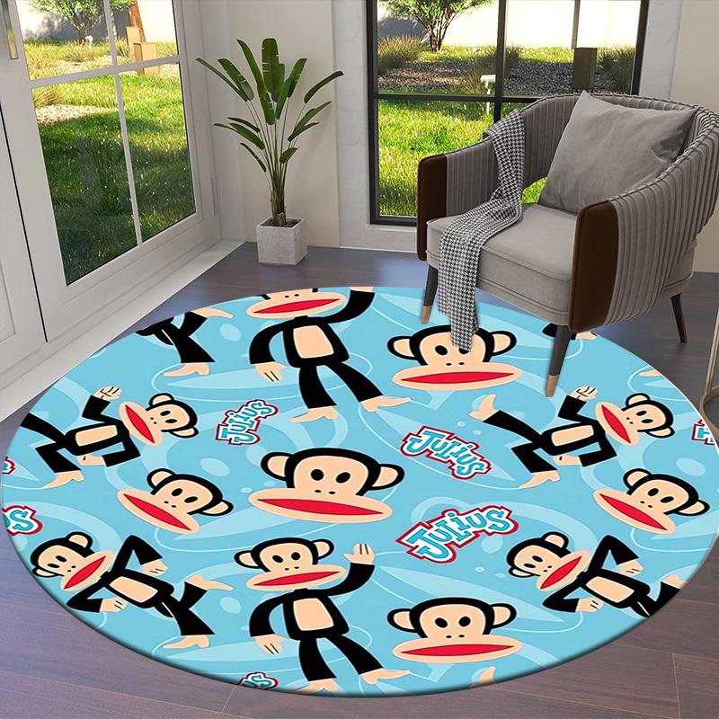 1pc Paul Frank Julius Monkey Pattern Round Carpet, Made of Polyester,Perfect for Decorating Office Chairs, Living Rooms Fplt147