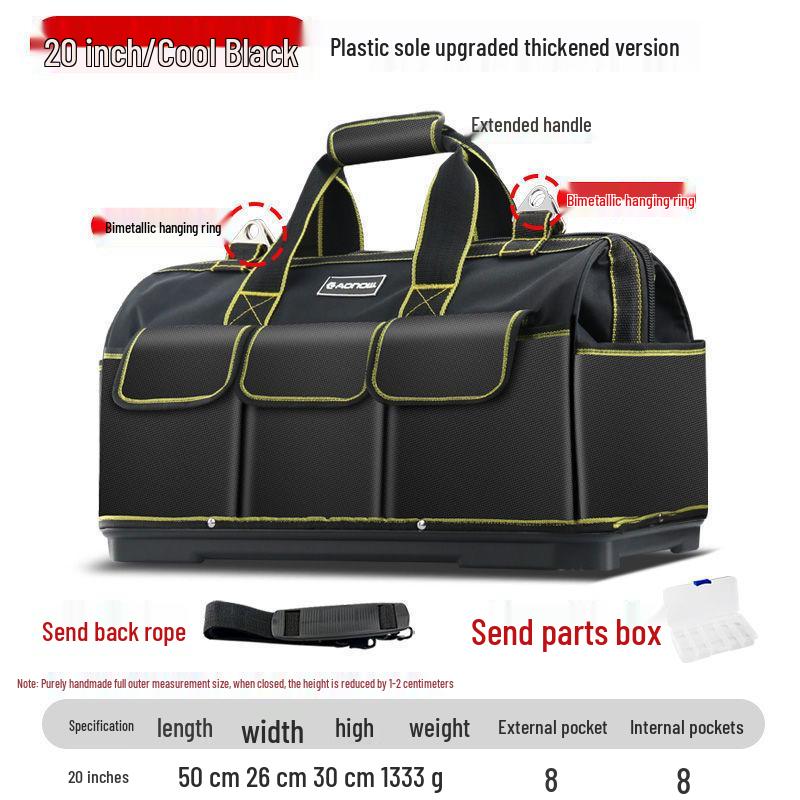 Durable Canvas Multifunctional Handbag with Plastic Bottom for Electricians
