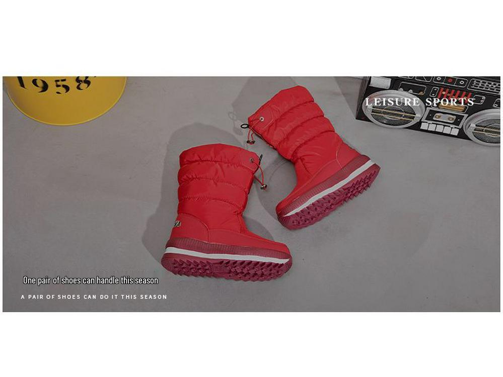 Northeast Women's Winter Waterproof Non-Slip Velvet Mid-Calf Snow Boots - Warm Thick Bottom.