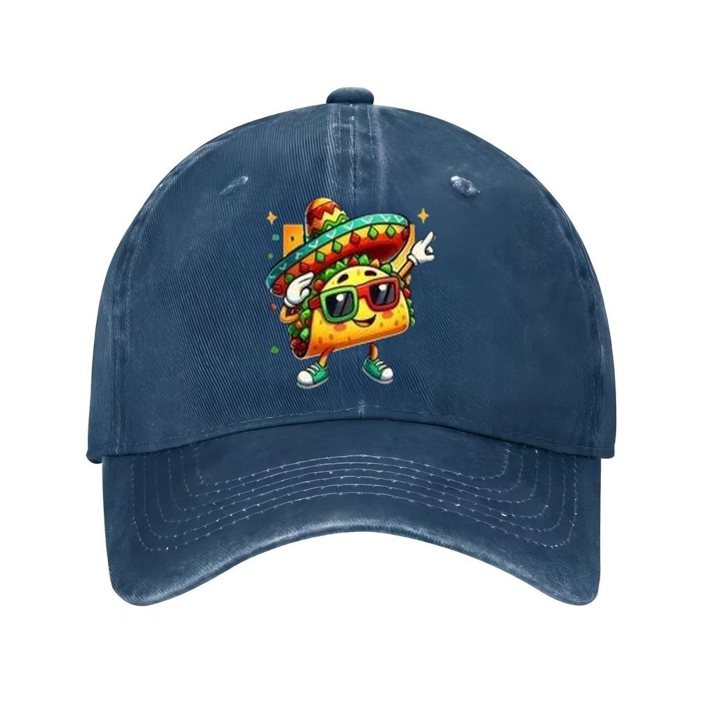 Dancing Taco Sombrero Sunglasses Baseball Cap Polyester Casual Adjustable Unisex Adult Hat