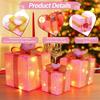3 Sets Lighted Gift Boxes LED Light Up Pink Present Boxes for Weddings, Birthdays, Holidays, Home Decor, and Special Occasions