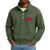 Men's Casual Stand-Up Collar Long-Sleeve Top Print Button-Down Sweatshirt
