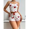 VEZFAA Women's Fashion Casual Summer Spring Love Letter Print Sleeveless Suspenders Trousers Pants Suits