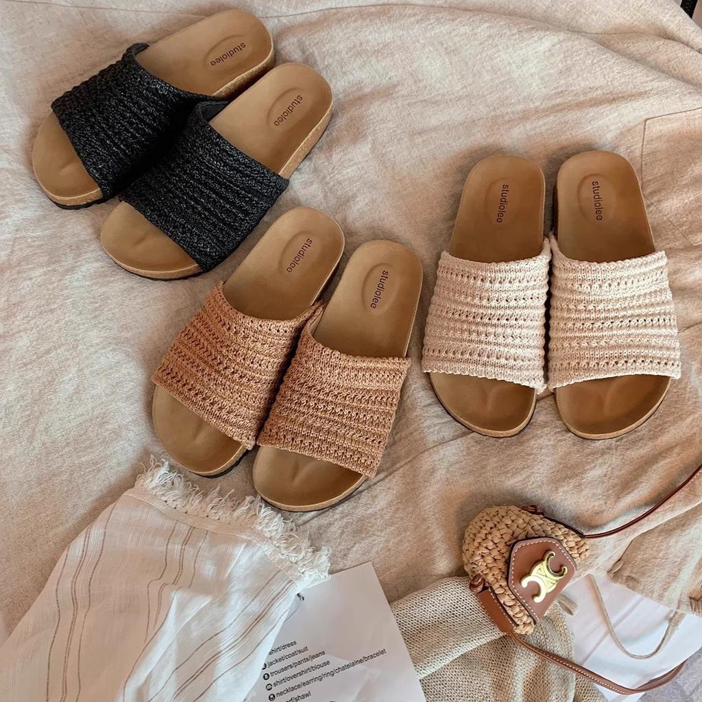 Schaffellversion von Traubenmutter, die gleichen Strandspaziergang-Slipper, Damen-Sommerbekleidung, gewebtes breites Wort mit dickem Boden, coole Slipper