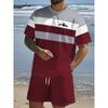 New Summer Plus Size Men's Two-piece Letter Print Pattern Fashion Short-sleeved Suit Street Men Loose Comfortable Shorts