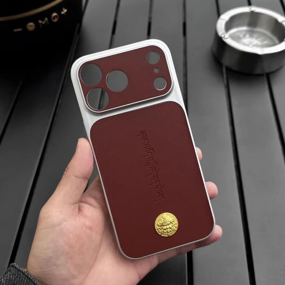 

Luxury Leather Full Camera Coverage Phone Case For iPhone 17 Air 16 15 14 13 Pro Max Camera Button Fingerprint Resistant Cover iPhone 13 Pro Max червоний