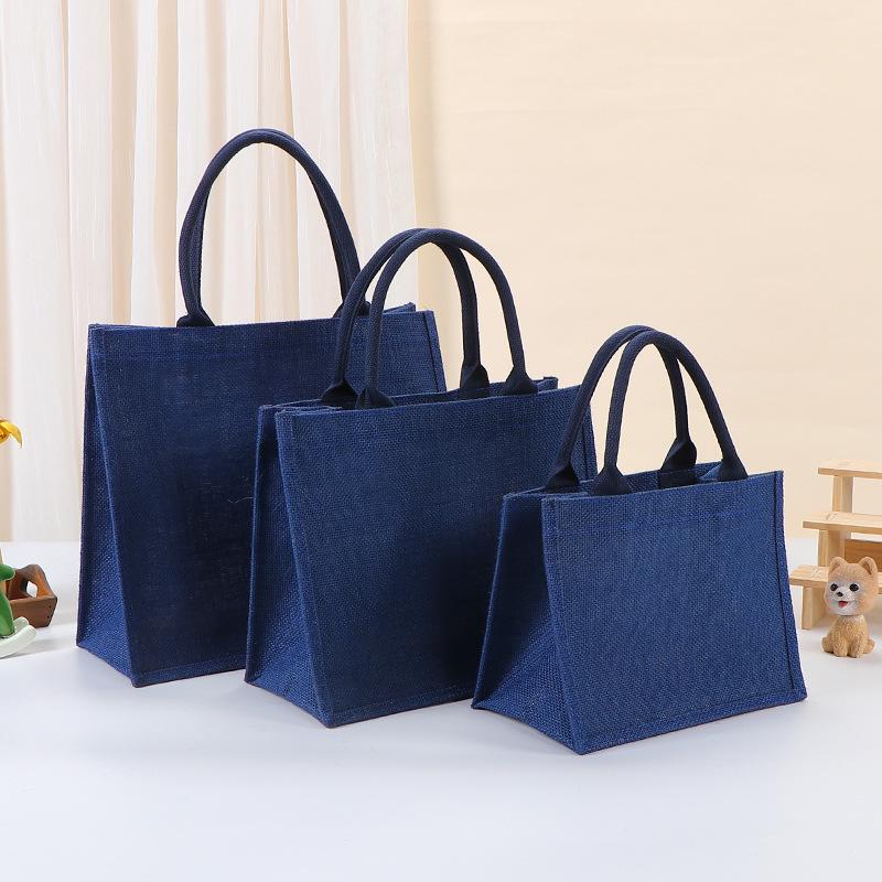 Red Burlap Tote, Green Burlap Tote, Black & Blue Linen Shopping Bag, MUJI Tote Bag.